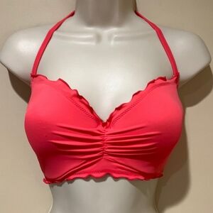 Ladies Coral Orange Pink Swimsuit Top Bikini Size XXL 36DD String Bikini Top